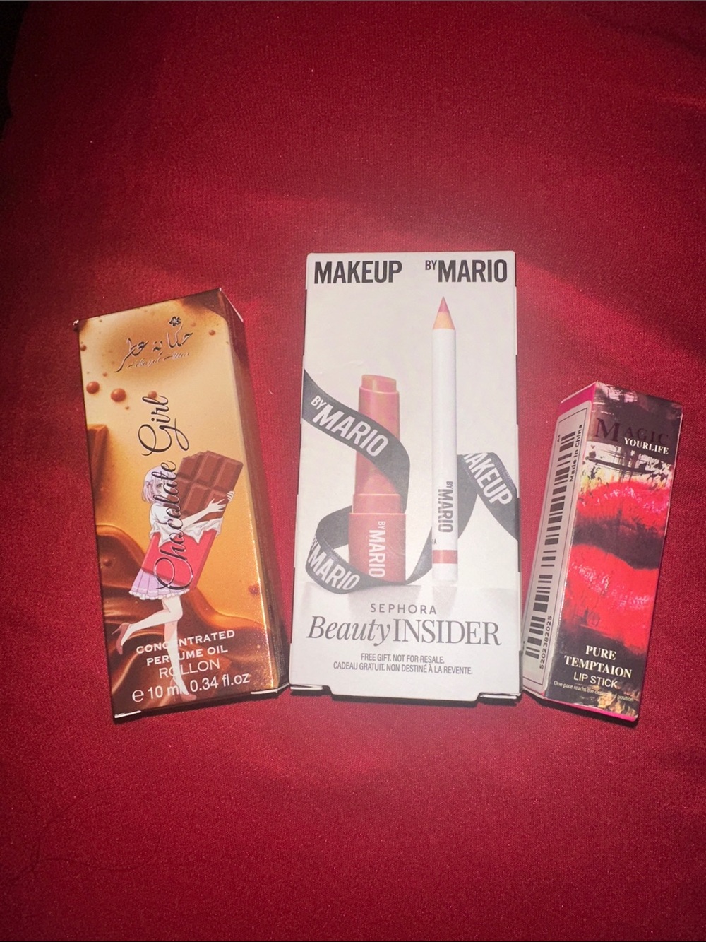 Makeup By Mario Lip Set in White Packaging with Red-Pink Lip Graphic